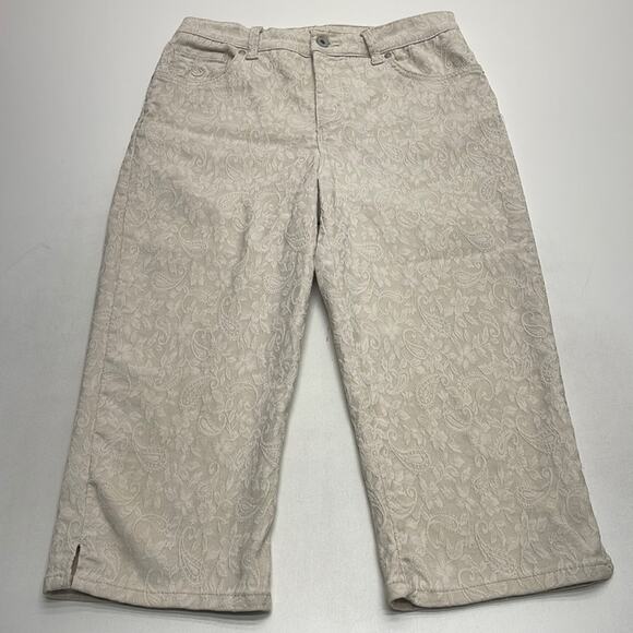GLORIA VANDERBILT Women’s 8 Cream Paisley Lace Capri Pant - Picture 1 of 3